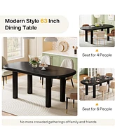 Tribesigns Oval Dining Table for 6 People, 63-Inch Modern Kitchen Table, Wood Dinner with Cylindrical Legs Room (Only Table)