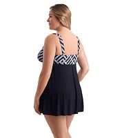 Longitude by Mimi Flamingo Brushpainter Crossover Plunge Swimdress