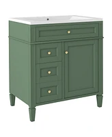 30" Modern Bathroom Vanity with Top Sink and Storage