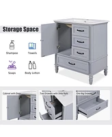 30" Grey Bathroom Vanity Cabinet with Sink and Storage