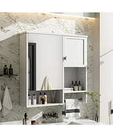 Modern Wall Mount Medicine Cabinet with Mirror and Towel Bar (29" x 28