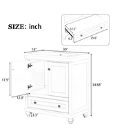 30" Bathroom Vanity with Sink, Combo, Cabinet with Doors and Drawer, Solid Frame and Mdf Board, White