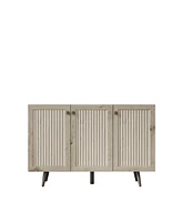 Gray Storage Cabinet with 3 Doors, Adjustable Shelf, and Coffee Bar