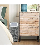 Rattan Trash Can with Press Lid, 2.6 Gal. Bathroom Wastebasket