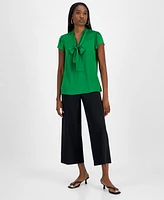 Bar Iii Women's Tie-Front Flutter-Sleeve Blouse, Exclusively at Macy's