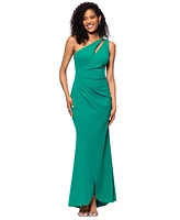Betsy & Adam Petite One-Shoulder Ruched Gown