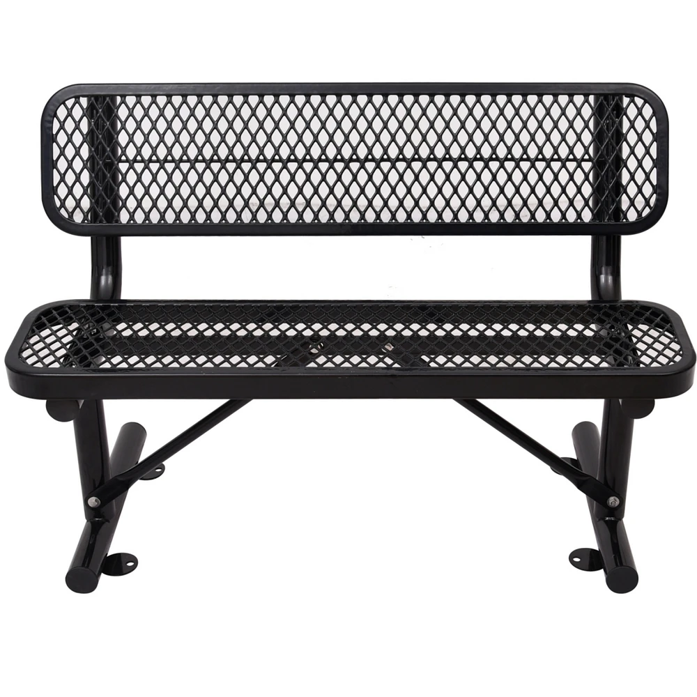 4 ft. Outdoor Steel Bench with Backrest Black