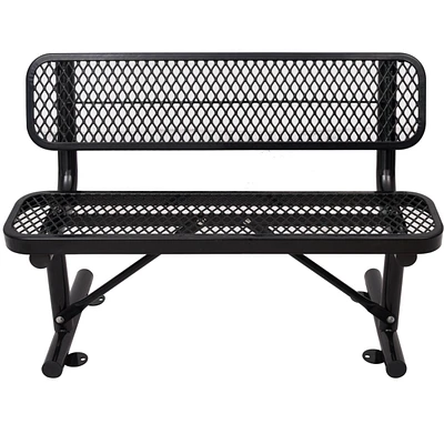 4 ft. Outdoor Steel Bench with Backrest Black