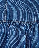 With Jules Big Girl Cotton Denim Wave Wash Skirt