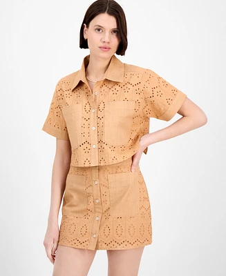 Avec Les Filles Women's Boxy Eyelet Shirt