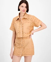 Avec Les Filles Women's Boxy Eyelet Shirt