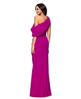 Betsy & Adam Women's Asymmetric Off-The-Shoulder Gown
