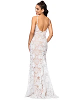 Betsy & Adam Women's Embellished Floral Soutache Sleeveless Gown