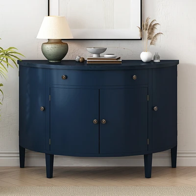 Curved Wood Storage Cabinet with Adjustable Shelves