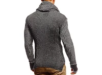 Leif Nelson Men's Cowl Neck Knitted Pullover with Thumbhole Cuffs