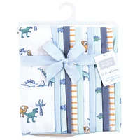 Hudson Baby Boys Cotton Flannel Burp Cloths 12-Pack Bundle, Pastel Dino, One Size