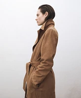 Mango Women's Belted Suede Trench Coat