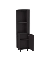 Fm Furniture Leah Corner Bar cabinet with ample storage and wine rack, Wengue