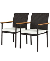 Outsunny 2 Pcs Wicker Dining Chair, Outdoor Chairs w