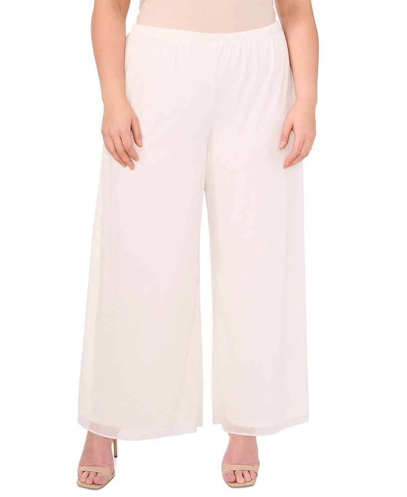 Msk Women's Plus Chiffon Wide-Leg Pull-On Pants