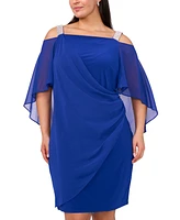 Msk Plus Embellished Cold-Shoulder Draped Shift Dress