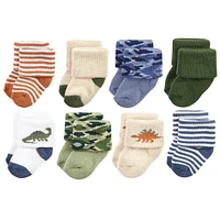 Hudson Baby Baby Boys Hudson Cotton Rich Terry Socks 16-Pack, Dinosaur Explorer, 6-12 Months