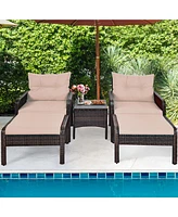 Gymax 5 Pc Patio Set Sectional Rattan Wicker Furniture Set Home Outdoor