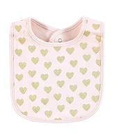 Hudson Baby Infant Girl Cotton Bibs, Mama Mauve Sage Rose, One Size