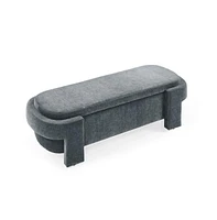 Linen Upholstered Storage Bench, Large Ottoman for Bedroom, Entryway & Living Room-The Pop Home