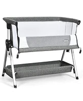Gouun Adjustable Baby Bedside Crib with Large Storage