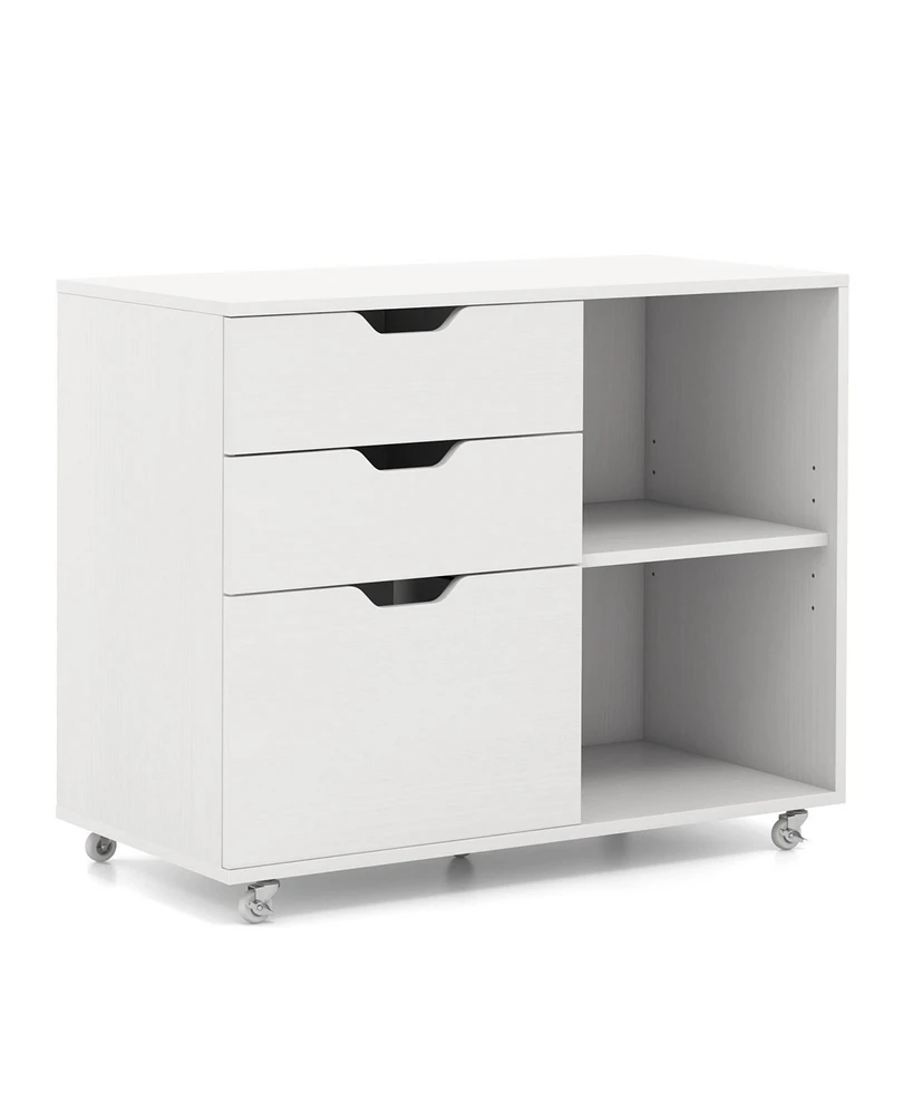 3-Drawer File Cabinet with Adjustable Shelf and Wheels for Letter