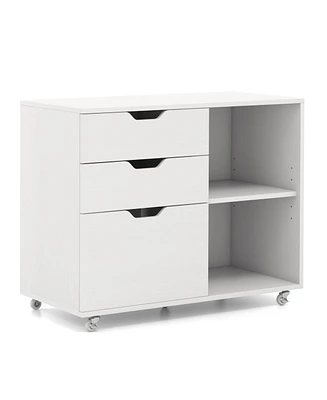 3-Drawer File Cabinet with Adjustable Shelf and Wheels for Letter