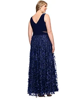 Xscape Plus 3D-Flower-Skirt Gown