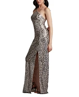 Tadashi Shoji Koda Animal Sequin Halter Gown