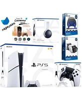 Sony Playstation 5 Slim Disc Bundle with White Pulse Headset, Extra Edge Controller, Pro Gamer Kit