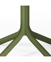 31.5" Round Plastic Outdoor Patio Dining Table for 4