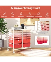 12-Drawer Rolling Storage Cart with Removable Drawers and Lockable Wheels