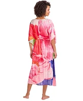 Tommy Bahama Women's Belted Floral-Print Cover-Up Caftan