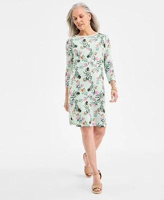 Style & Co Women's Striped 3/4-Sleeve Boat-Neck Dress, Exclusively at Macy's