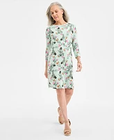 Style & Co Women's Striped 3/4-Sleeve Boat-Neck Dress, Exclusively at Macy's