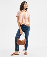 Style & Co Women's Printed Cotton Gauze Camp Shirt, Exclusively at Macy's
