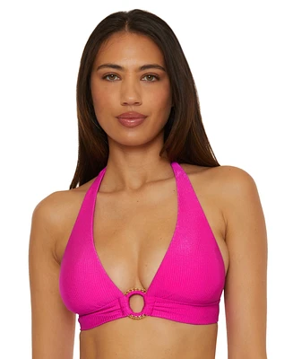 Becca Women's Monte Carlo Ribbed Ring-Hardware Halter Top