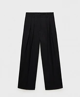 Mango Women's Wide Leg Pleated Trousers