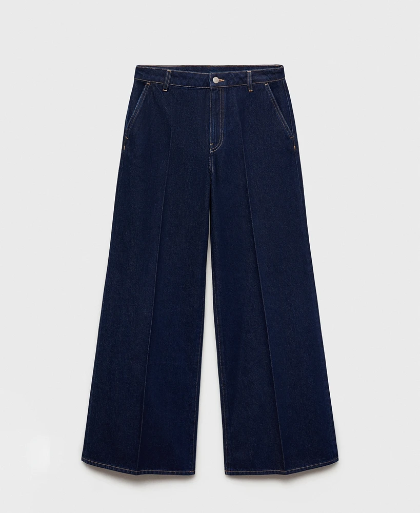 Mango Women's High-Rise Rinse Wash Wide Leg Jeans
