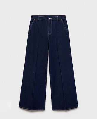 Mango Women's High-Rise Rinse Wash Wide Leg Jeans