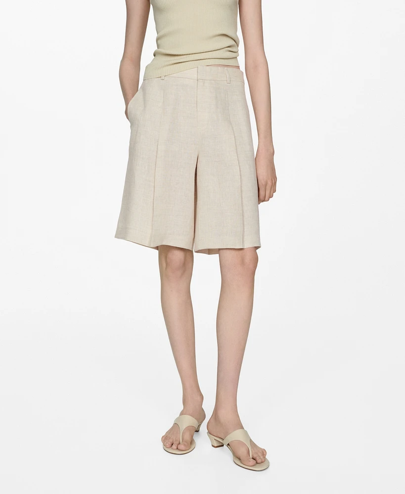 Mango Women's Linen Bermuda Shorts