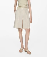 Mango Women's Linen Bermuda Shorts