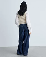 Mango Women's Belted Wide Leg Jeans