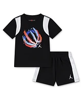 Jordan Toddler Boys 2-Piece Ball Fire Mixed Shorts and T-Shirt Set
