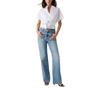 Guess Women's Julie Solid Tie-Front Button-Down Top